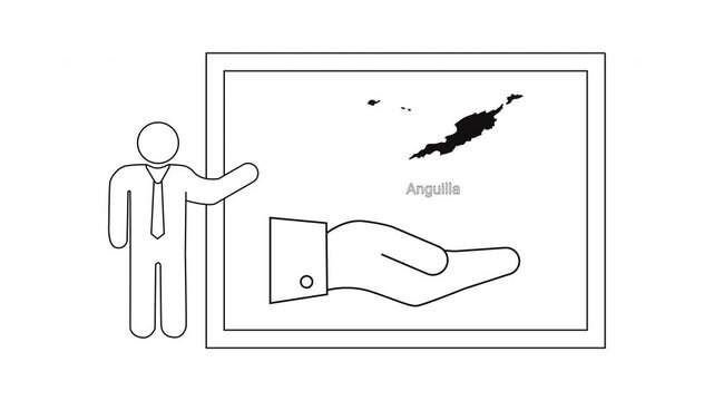 Presentation of Anguilla map and helping hand icon.