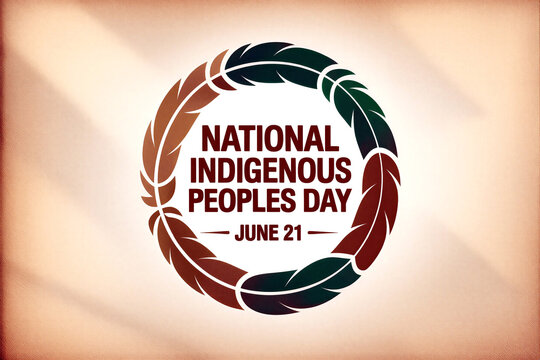 Colorful feather wreath design celebrating national indigenous peoples day on vintage background