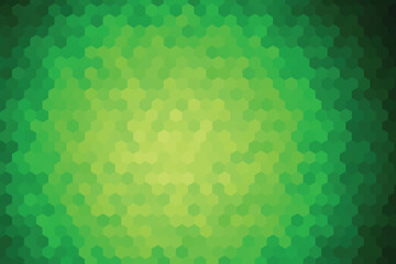 Glowing green hexagonal pixel pattern with radiant center light effect hexagons © Solaiman77