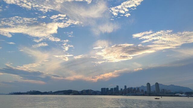 coastal city under the setting sun