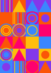 Obraz premium Colorful geometric shapes and circles abstract design