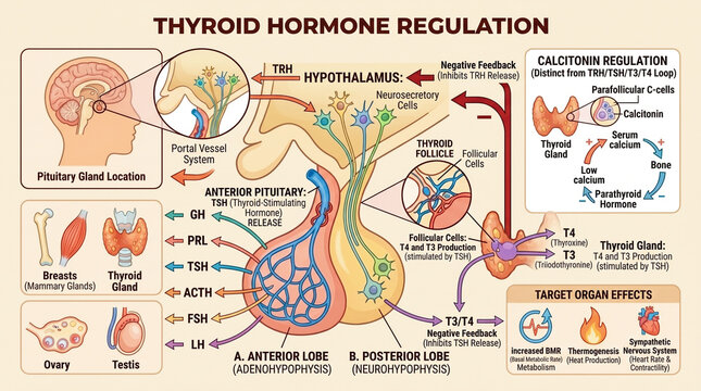 Thyroid hormone regulation diagram with regulation endocrine physiology