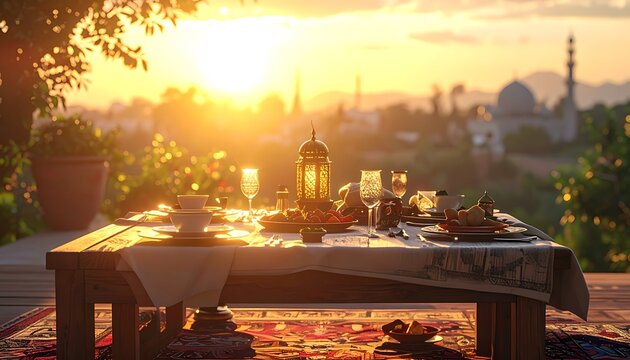 A serene outdoor dining setup at sunset (8)