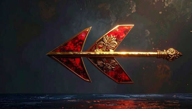 Luxurious ornate arrowhead with red and gold design elements