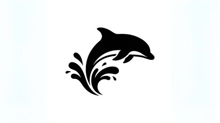 Naklejka premium Dolphin silhouette leaping from water, ocean life
