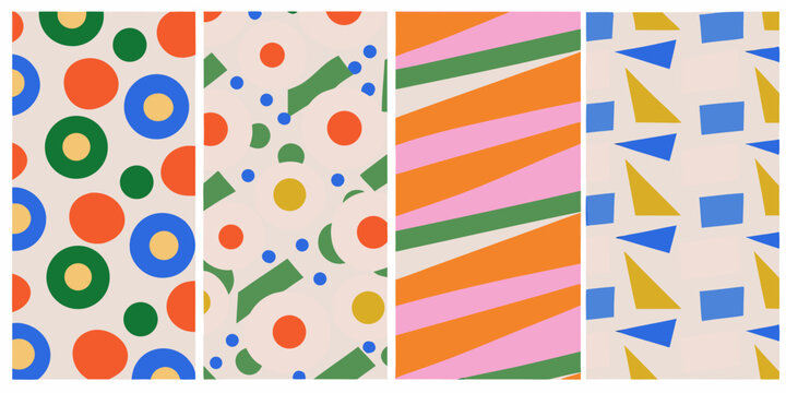 geometric pattern set colorful shapes circles triangles