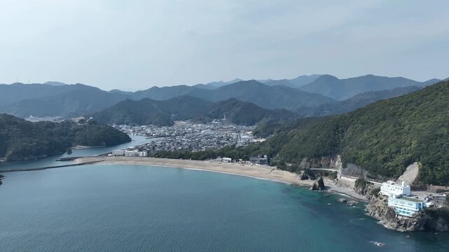 Ohama Beach and Hiwasa Town Aerial View Tokushima Japan
