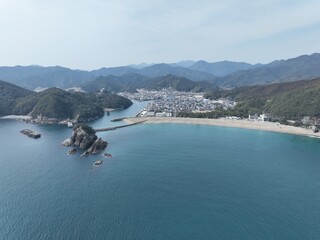 Fototapeta premium Ohama Beach and Hiwasa Town Aerial View Tokushima Japan