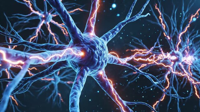 Neuron Activity Simulated in 8 second Video Visualizing Brain Synapse Firing Neural Network Communication in Brain Science Concept