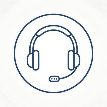 Headset icon for customer support within a circle outline