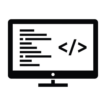 Computer monitor with code on screen