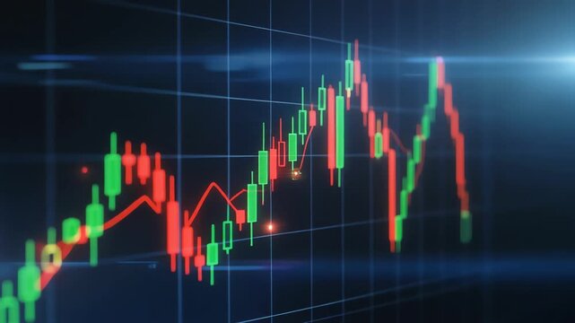 Stock Market Candlestick Chart Animation Showing Financial Trends and Investment Trading Analysis Tools