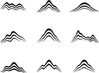 Fototapeta premium Collection of mountains on isolated background.