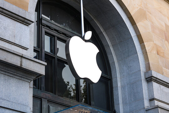 Perth, Australia - May 24, 2026: Closeup of Apple store logo.