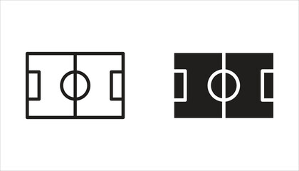Soccer field line icon set. Soccer field layout diagram for sports tactics and training. Soccer field. White background vector. © Musrifnoupal