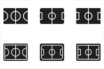 Soccer field line icon set. Soccer field layout diagram for sports tactics and training. Soccer field. White background vector. © Musrifnoupal
