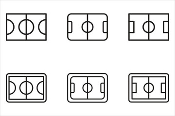 Soccer field line icon set. Soccer field layout diagram for sports tactics and training. Soccer field. White background vector. © Musrifnoupal