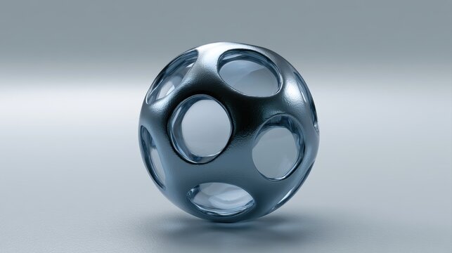 chrome abstract sphere, sci fi metallic artwork