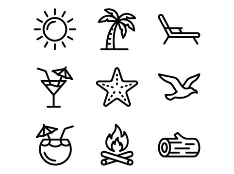Summer Vacation Icons fire pit vector