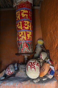 Praying wheels, Village of Tsarang, Kingdom of Mustang, Nepal