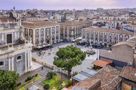 Cathedral Square in the Old Town, Catania, East Coast, Sicily, Italy
