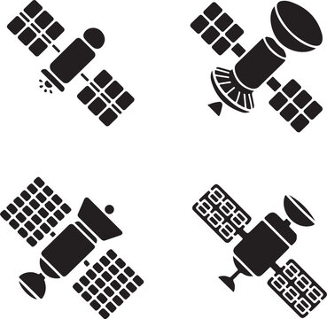Detailed silhouette of a satellite orbiting earth in outer space