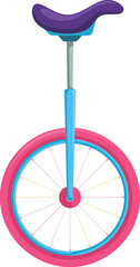 Illustration of a unicycle with pink wheel isolated on transparent background. © Mst Insanara Begum
