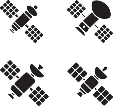 Detailed silhouette of a satellite orbiting earth in outer space