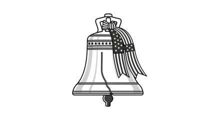 Liberty Bell with American Flag Ribbon, Independence Day Symbol © bot