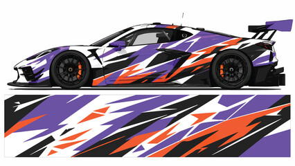 Obraz premium Purple and orange racing sports car.
