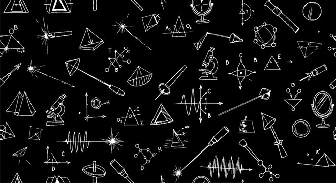 Abstract Technical Line Drawing and Geometric Symbol Collection.