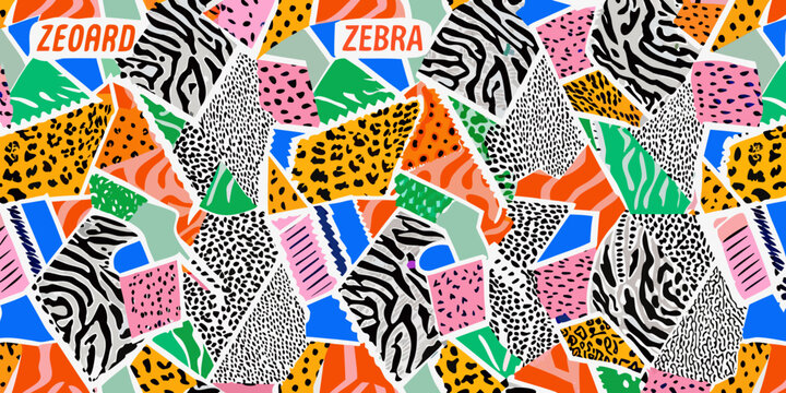 animal print collage pattern zebra leopard stripes