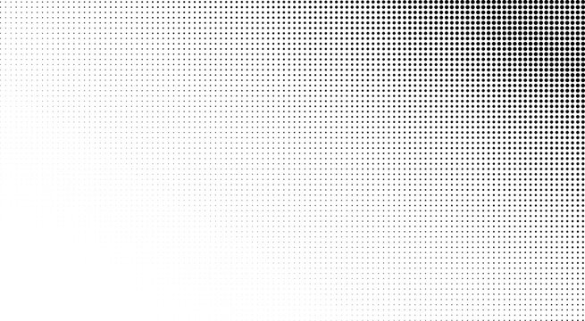 Halftone dot pattern background, gradient texture with black circles
