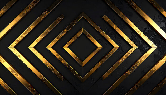 Golden geometric pattern on dark background with luxury lines