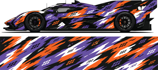 Fototapeta premium Racing Car with Orange Purple Design 3.