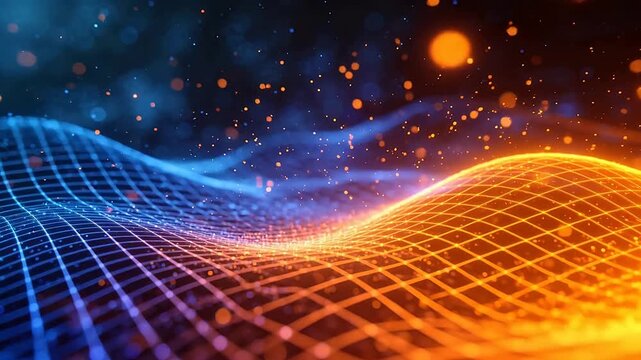 Abstract digital wave with glowing particles
