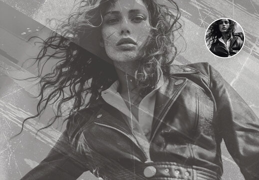 Artistic Black and White Texture of Fashion Models with Photo Effect