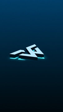 Neon Assembly 3D Logo Reveal Vertical Gradient Brand Intro Dark Background