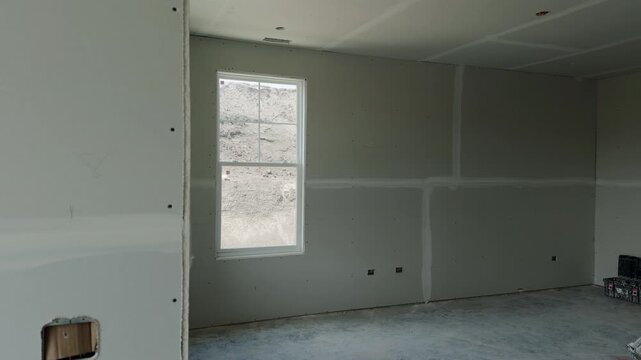 Element of Unfinished interior room in a new residential house with drywall installation