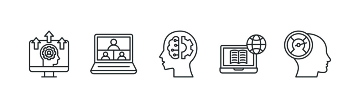 Powered Digital Skills Accelerator icon line illustration. Digital Skill Advancement, Virtual Classroom, AI Logic, Tech Certification and Skill Accelerator