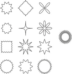 Fototapeta premium A collection of various black starburst shapes and designs