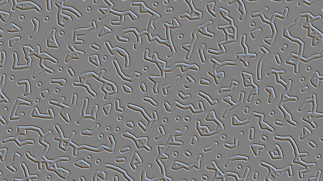 Textured Abstract Surface: A grey, abstract surface with a raised, textured pattern that creates a unique visual effect. The pattern consists of irregular lines and dots.
