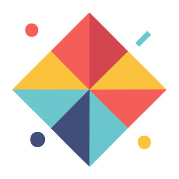 Abstract Geometric Diamond Shape with Colorful Segments