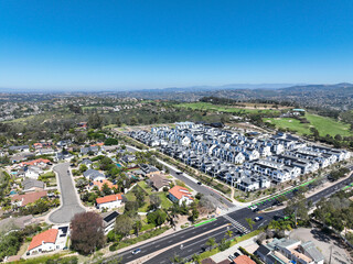 Obraz premium Aerial view of Wealthy Encinitas town in San Diego South California, USA. 