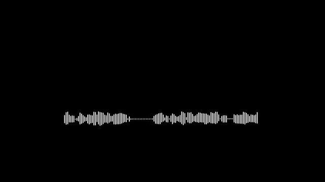 Minimalist abstract visualization of numerous small grey elements distributed along a central horizontal axis on a black background.
