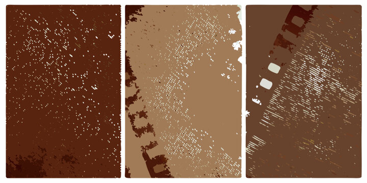 three sepia textured panels vector abstract background