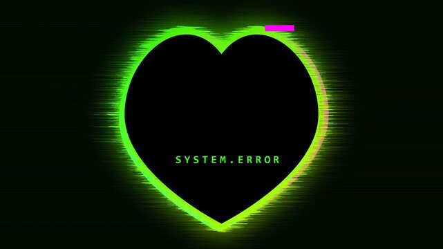Toxic Green Glitching Blurred Neon Heart Motion Background