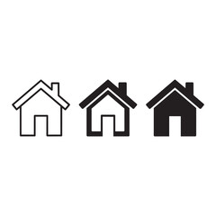 Fototapeta premium Home House Icon Set — Outline, Semi-Solid and Solid Black Vector Symbols for Real Estate, Property, Homepage and Residential UI App Design 