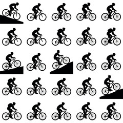 Obraz premium Cycling Silhouettes Pattern Background