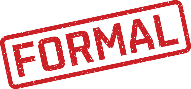 A distinguished red grunge FORMAL rectangular rubber stamp with texture on a clear white surface